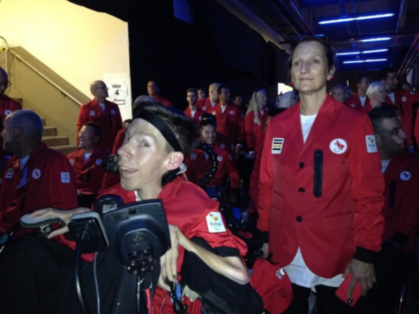 Éric Bussière and Francine Hébert awaiting the 2016 Rio Paralympic Games Opening Ceremony